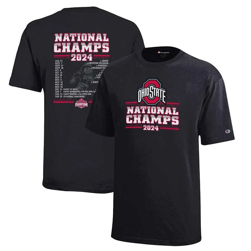 Youth Champion Ohio State Buckeyes College Football Playoff 2024 National Champions Schedule T-Shirt