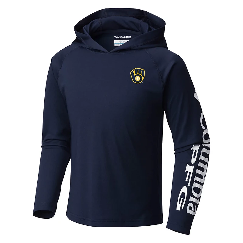 Youth Columbia Milwaukee Brewers Terminal Tackle Long Sleeve Hoodie T-Shirt