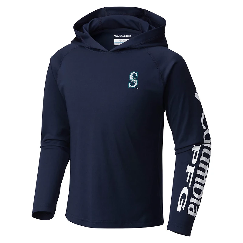 Youth Columbia Seattle Mariners Terminal Tackle Long Sleeve Hoodie T-Shirt