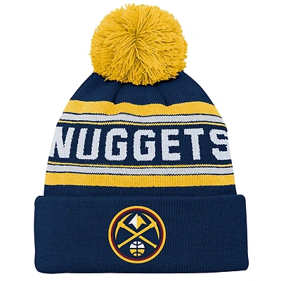 Youth Denver Nuggets Backboard Jacquard Cuffed Knit Hat with Pom