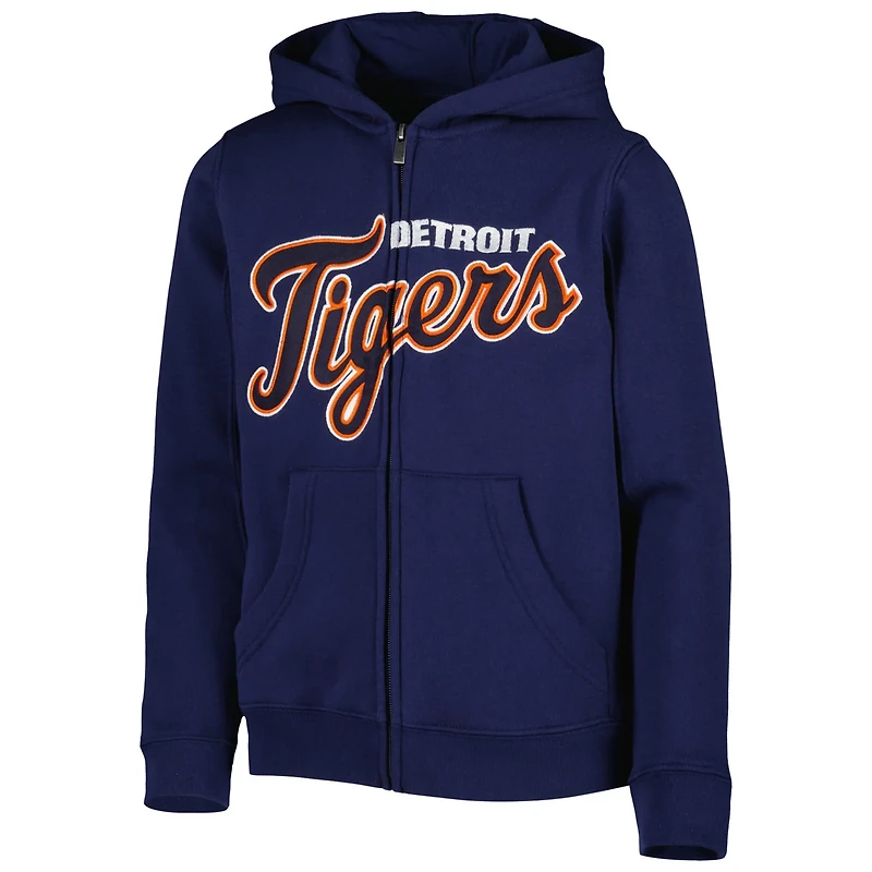 Youth Detroit Tigers Wordmark Full-Zip Fleece Hoodie
