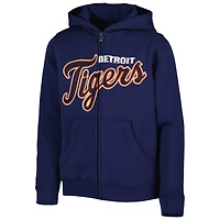 Youth Detroit Tigers Wordmark Full-Zip Fleece Hoodie