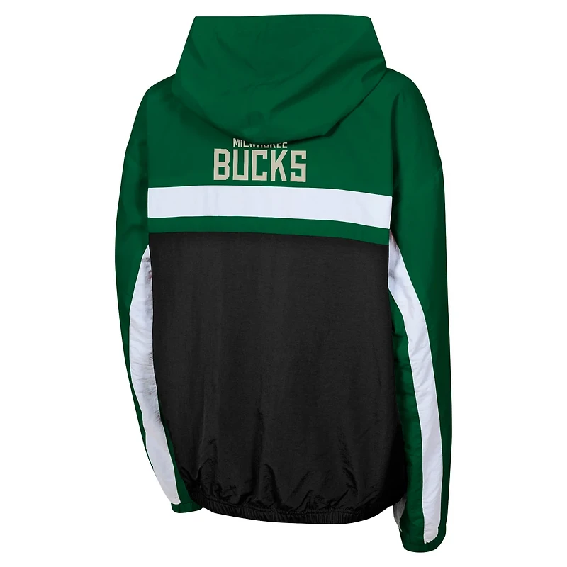 Youth Hunter Milwaukee Bucks Headliner Windbreaker Full-Zip Hoodie Jacket