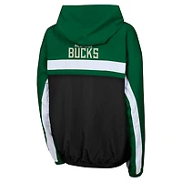 Youth Hunter Milwaukee Bucks Headliner Windbreaker Full-Zip Hoodie Jacket
