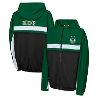 Youth Hunter Milwaukee Bucks Headliner Windbreaker Full-Zip Hoodie Jacket