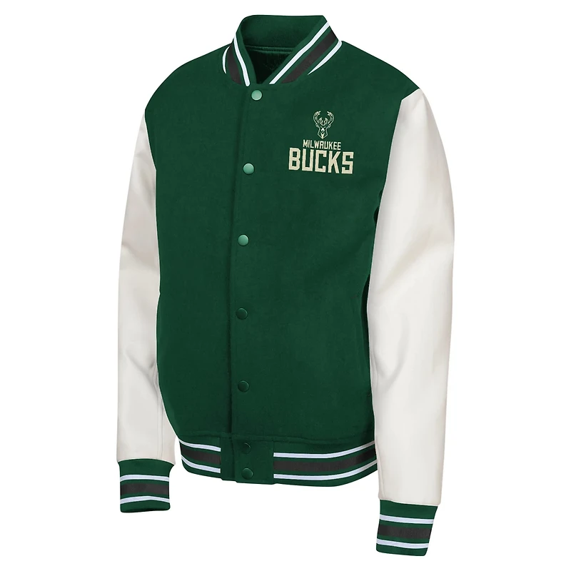 Youth Hunter Milwaukee Bucks True Team Full-Snap Varsity Jacket