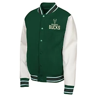 Youth Hunter Milwaukee Bucks True Team Full-Snap Varsity Jacket