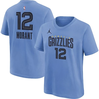 Youth Jordan Brand Ja Morant Light Memphis Grizzlies Statement Edition Name  Number Player T-Shirt