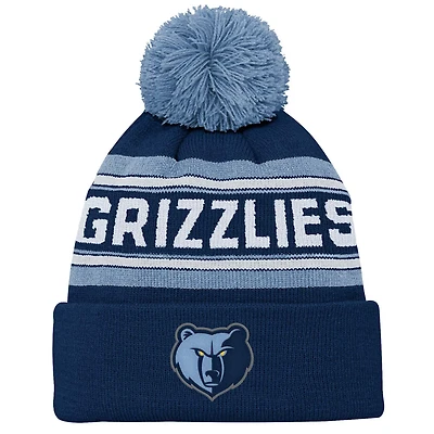 Youth Memphis Grizzlies Backboard Jacquard Cuffed Knit Hat with Pom