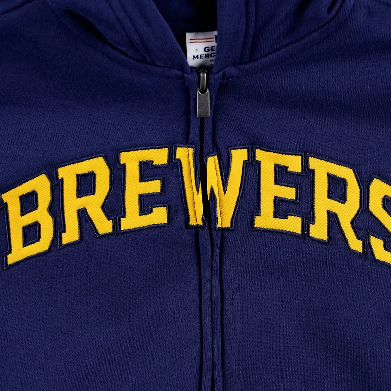 Youth Milwaukee Brewers Wordmark Full-Zip Fleece Hoodie