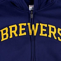 Youth Milwaukee Brewers Wordmark Full-Zip Fleece Hoodie