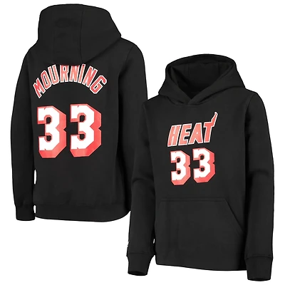 Youth Mitchell  Ness Alonzo Mourning Miami Heat Hardwood Classics Name Number Pullover Hoodie