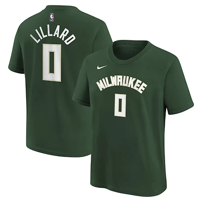 Youth Nike Damian Lillard Hunter Milwaukee Bucks Icon Name  Number T-Shirt