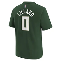 Youth Nike Damian Lillard Hunter Milwaukee Bucks Icon Name  Number T-Shirt