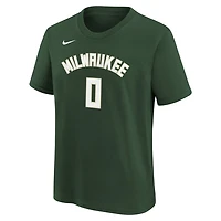 Youth Nike Damian Lillard Hunter Milwaukee Bucks Icon Name  Number T-Shirt