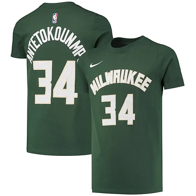 Youth Nike Giannis Antetokounmpo Hunter Milwaukee Bucks Logo Name  Number Performance T-Shirt