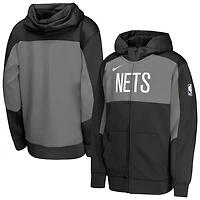 Youth Nike Gray Brooklyn Nets Authentic On-Court Showtime Performance Full-Zip Hoodie