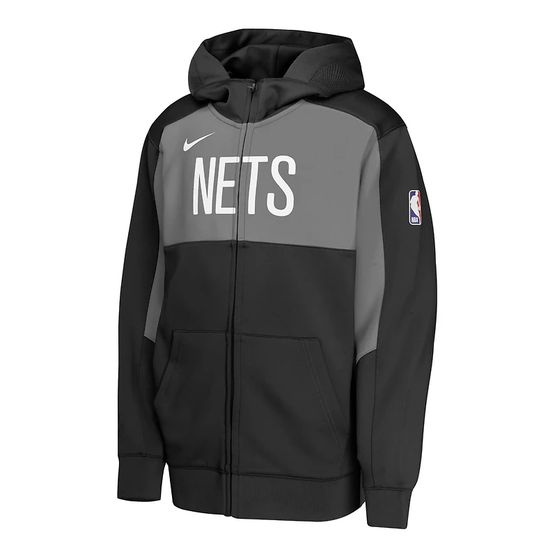 Youth Nike Gray Brooklyn Nets Authentic On-Court Showtime Performance Full-Zip Hoodie