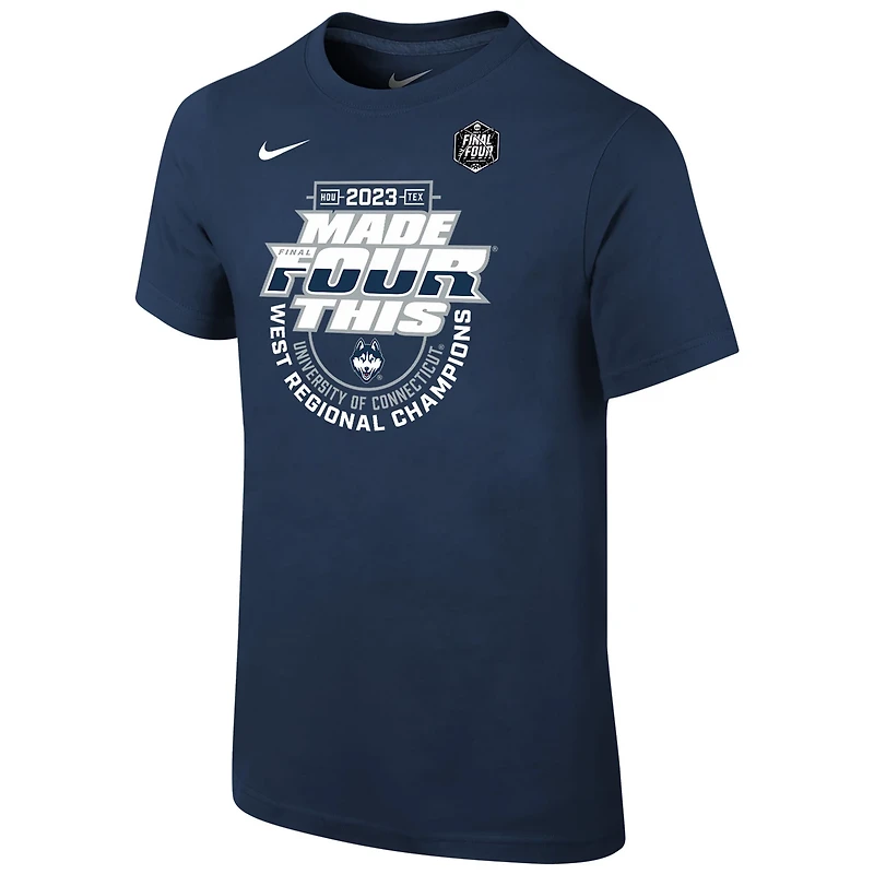 Youth Nike UConn Huskies 2023 NCAA Men's Basketball Tournament March Madness Final Four Regional Champions Locker Room T-Shirt