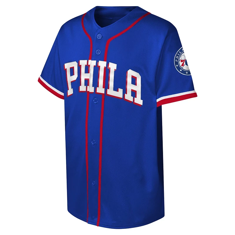 Youth Philadelphia 76ers Stitch Full-Button Baseball Jersey
