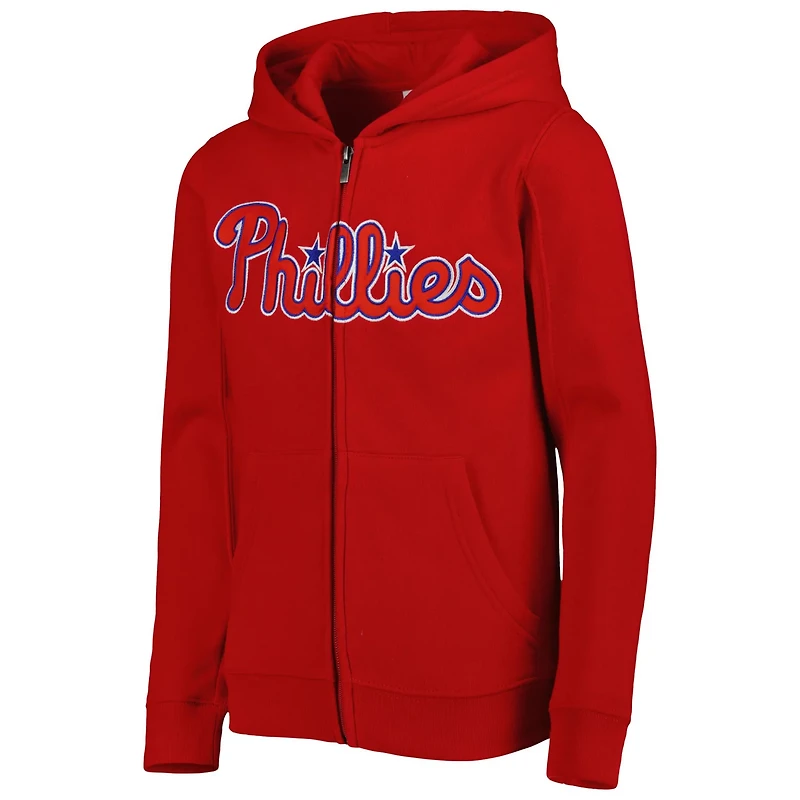 Youth Philadelphia Phillies Wordmark Full-Zip Fleece Hoodie