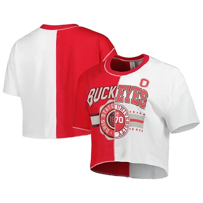 ZooZatz / Ohio State Buckeyes Colorblock Cropped T-Shirt