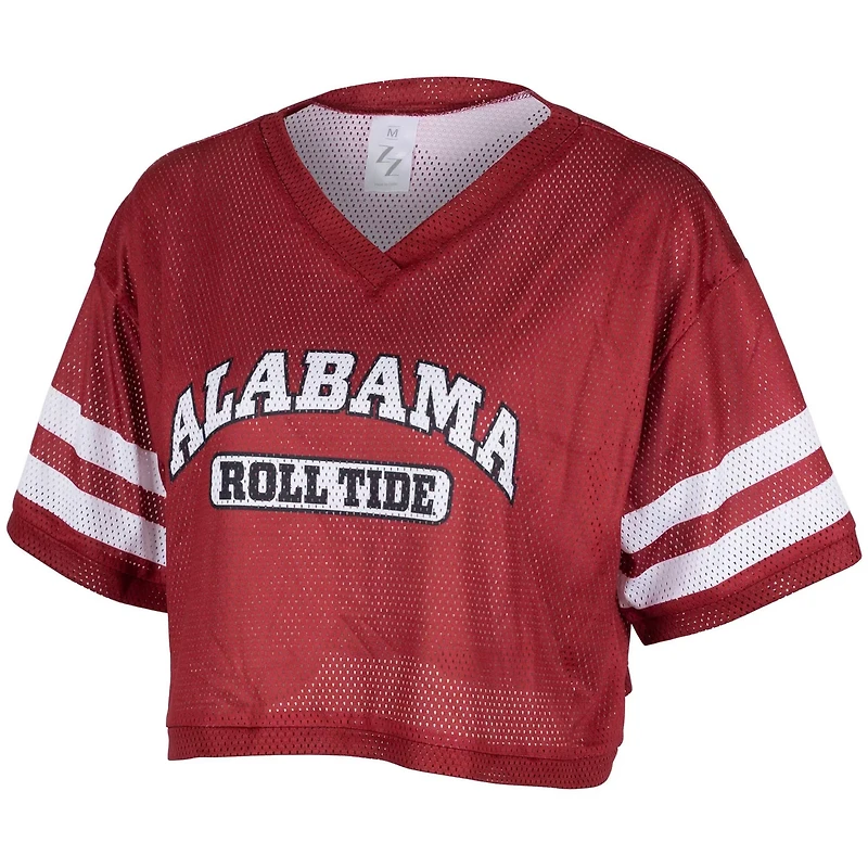ZooZatz Alabama Tide Mesh Cropped V-Neck T-Shirt