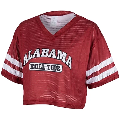 ZooZatz Alabama Tide Mesh Cropped V-Neck T-Shirt
