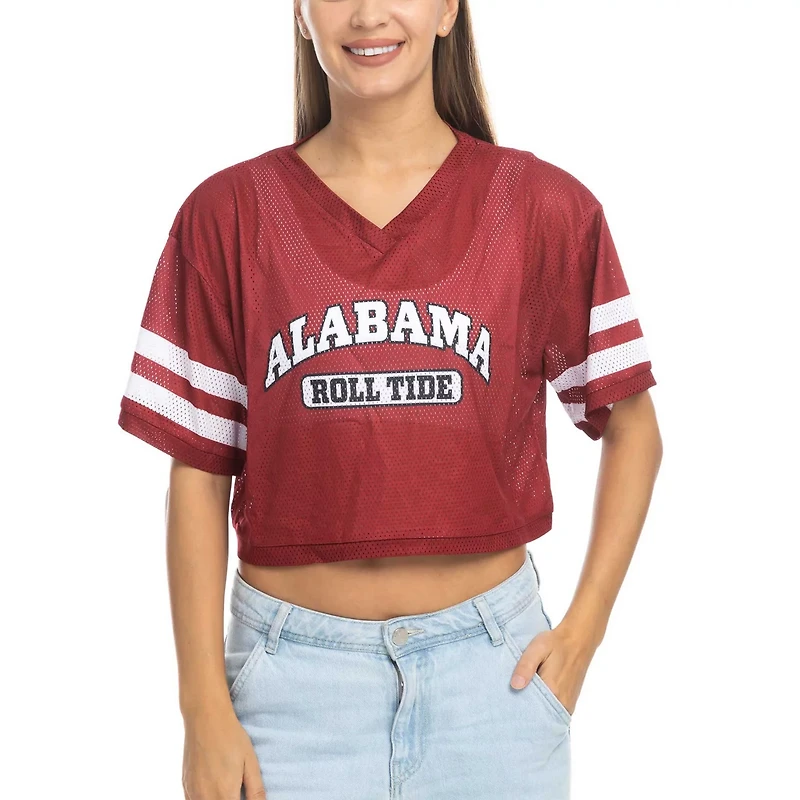 ZooZatz Alabama Tide Mesh Cropped V-Neck T-Shirt
