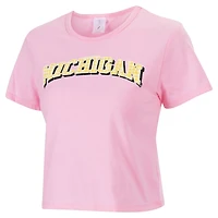 ZooZatz Michigan Wolverines Gingham Logo Cropped T-Shirt