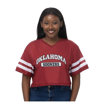 ZooZatz Oklahoma Sooners V-Neck Mesh Cropped T-Shirt