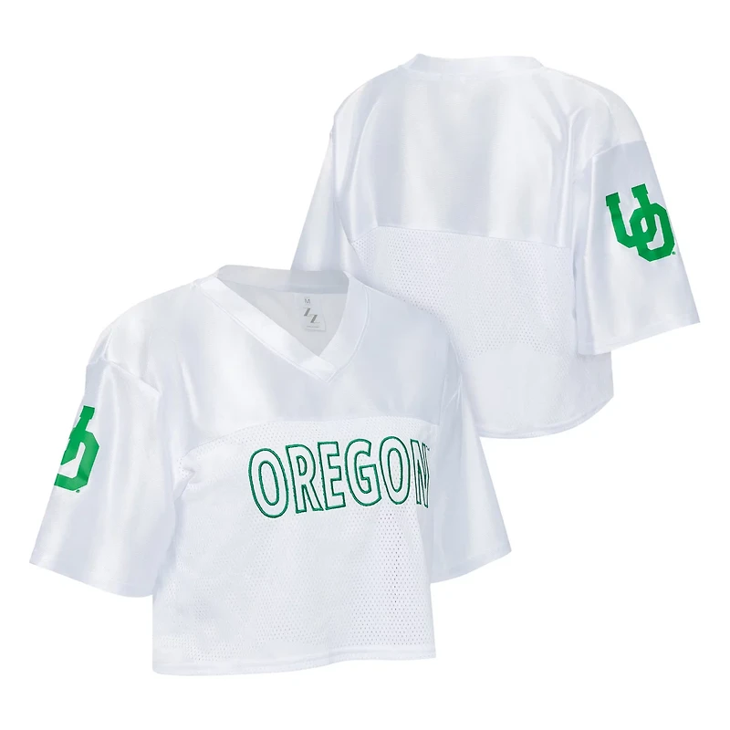 ZooZatz Oregon Ducks Mesh Cropped V-Neck T-Shirt