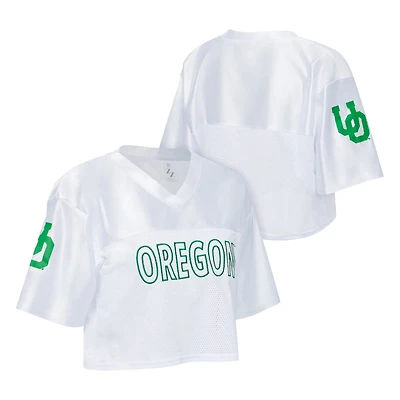 ZooZatz Oregon Ducks Mesh Cropped V-Neck T-Shirt