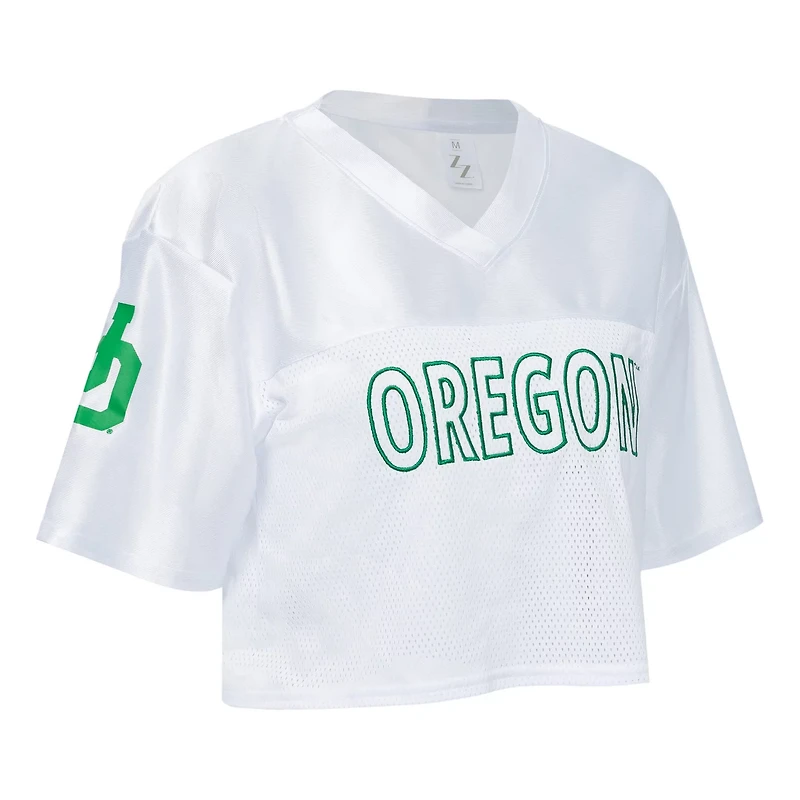 ZooZatz Oregon Ducks Mesh Cropped V-Neck T-Shirt