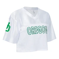 ZooZatz Oregon Ducks Mesh Cropped V-Neck T-Shirt