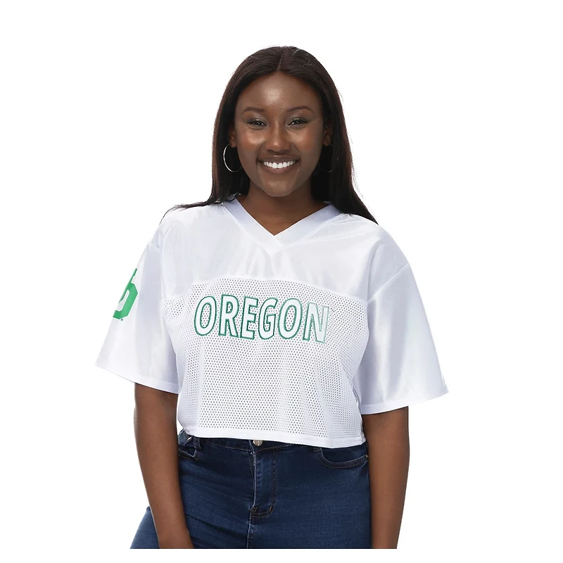 ZooZatz Oregon Ducks Mesh Cropped V-Neck T-Shirt