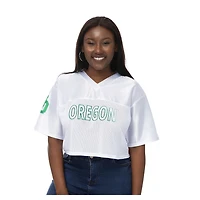 ZooZatz Oregon Ducks Mesh Cropped V-Neck T-Shirt