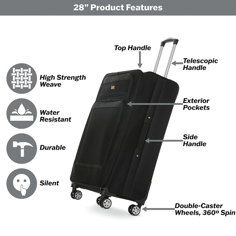 Lee 21-inch and 28-inch Soft Side 2-Piece Rolling Luggage Set