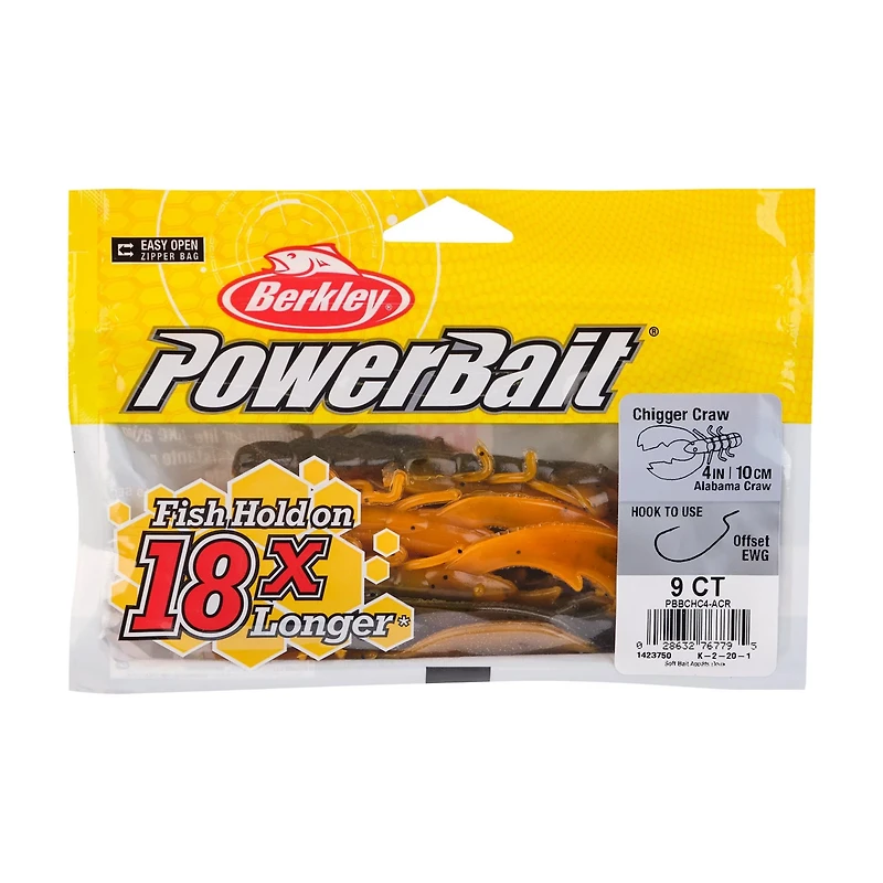 Berkley® PowerBait® 4" Chigger Craw Original Soft Baits 9-Pack