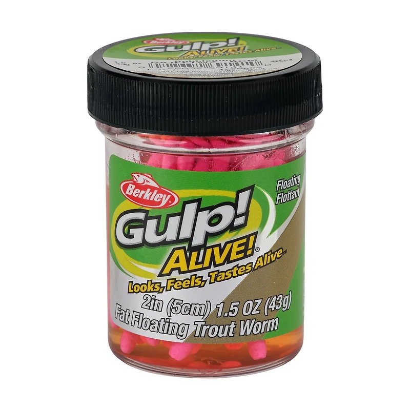 Berkley Gulp Alive 2 Fat Floating Trout Worm Bait Jar