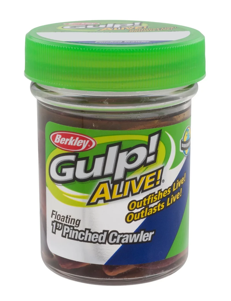 Berkley Gulp! Alive! Floating Pinched Crawler 2 in Nightcrawler Soft Bait Jar