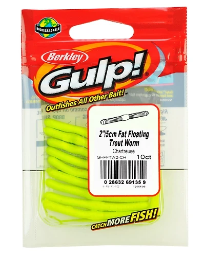 Berkley Gulp Fat Floating Trout Worm 2 10-Pack