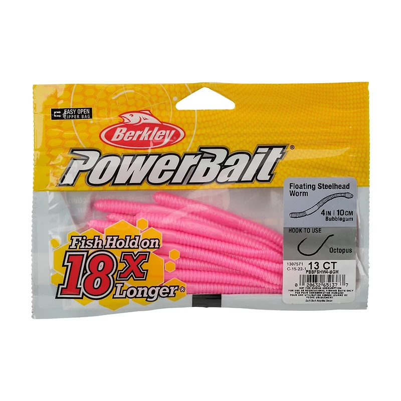 Berkley PowerBait Floating Steelhead Worm 4 in 13-Pack