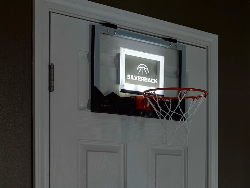 Silverback LED Light-Up Over the Door 18 in. Mini Basketball Hoop