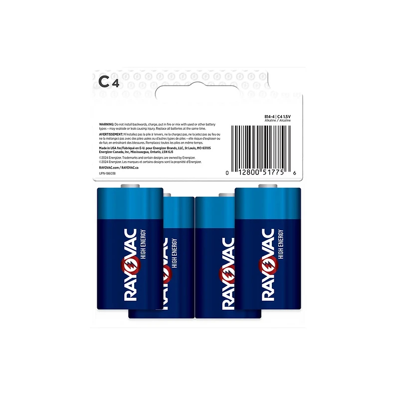 Rayovac C HIGH ENERGY Alkaline Batteries 4-Pack