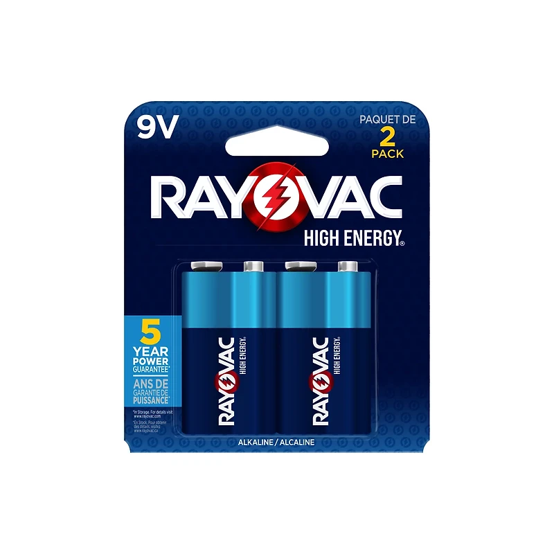 Rayovac High Energy Alkaline 9V Batteries 2-Pack