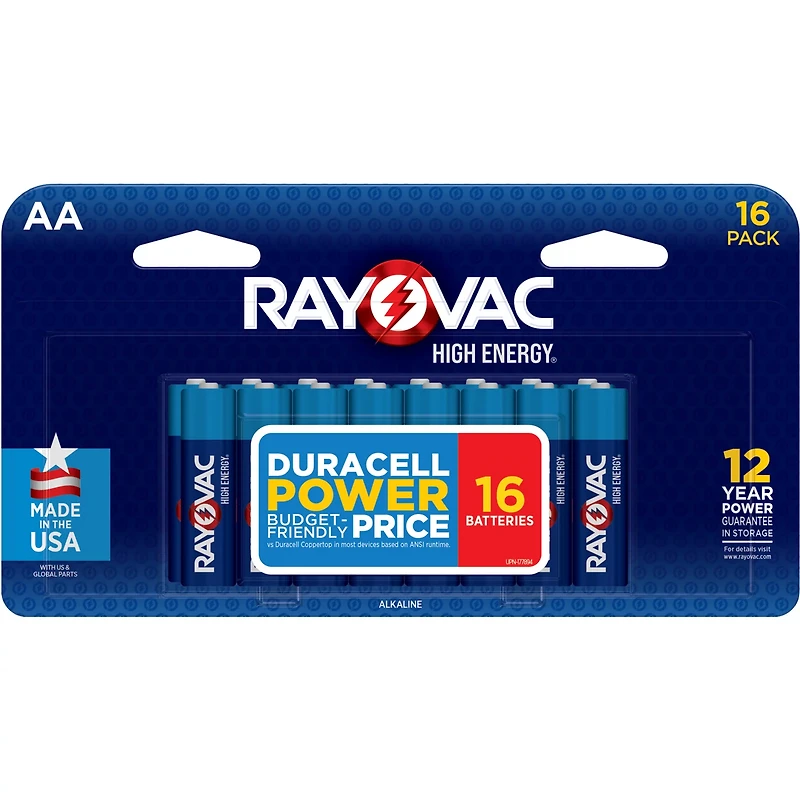 Rayovac High Energy Alkaline AA Batteries 16-Pack