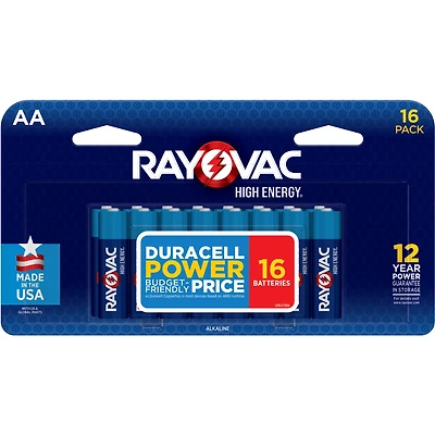 Rayovac High Energy Alkaline AA Batteries 16-Pack