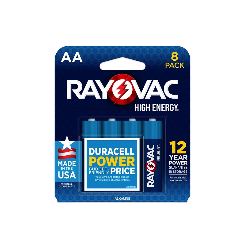 Rayovac High Energy Alkaline AA Batteries 8-Pack