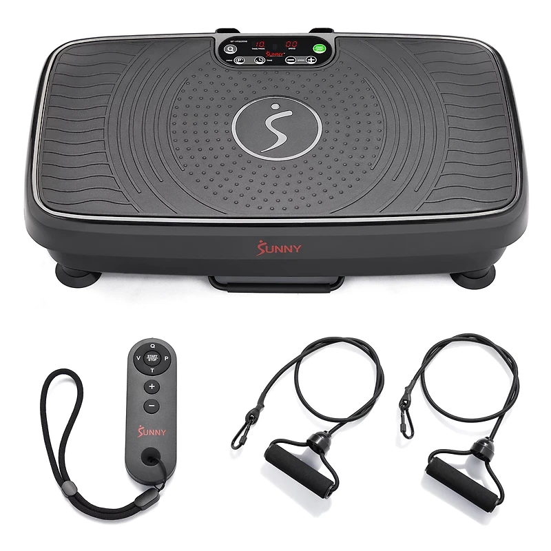 Sunny Health & Fitness Vibration Platform Machine with Resistance Bands